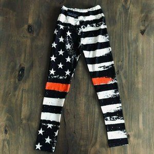 Girl 10- Adult S Firefighter Red Line Leggings